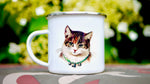 A cute vintage cat enamel mug, a perfect gift for any cat lover, camping mug, metal tin mug, retro cats