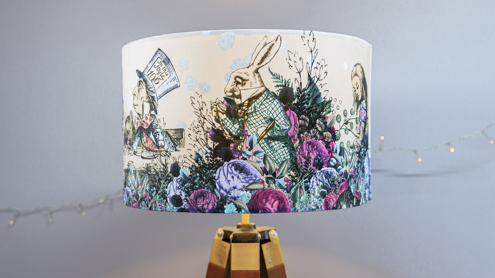 Dark Alice in Wonderland Lampshade - Purple - Floral - Kitsch Republic