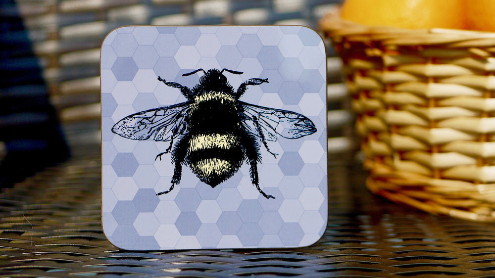 Grey Bee Coaster - Bee Collection - Kitsch Republic