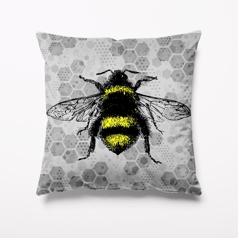 Outdoor Garden Cushion - Grey Honeycomb Bee New - Kitsch Republic
