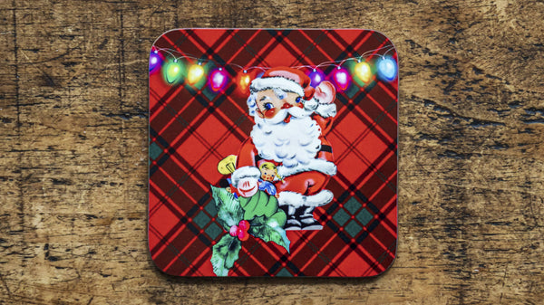 Cute Retro Tartan Santa Coaster – Kitsch Republic
