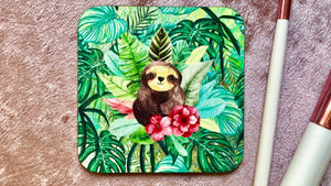 Cute Sloth Coaster - drinks mat, tropical cute decor