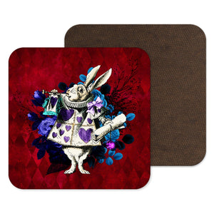 White Rabbit from Alice in Wonderland, Alice Decor, Drinks Mat, Coaster, Bar Wear
