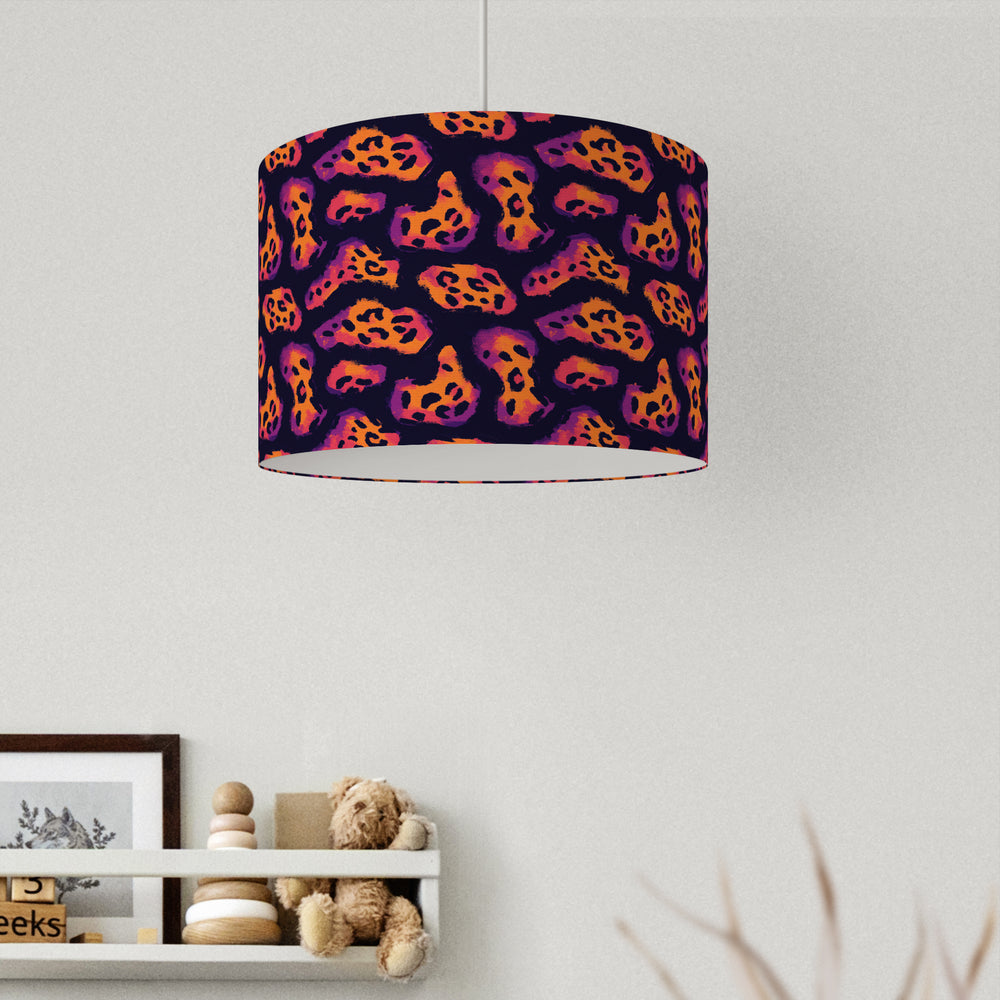 Purple Orange Leopard Animal Print Velvet Lampshade