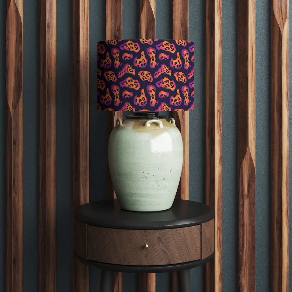 Purple Orange Leopard Animal Print Velvet Lampshade