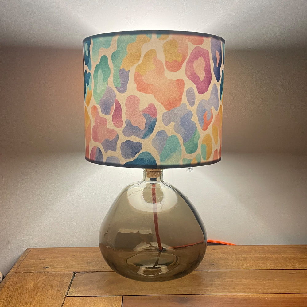 Pastel Rainbow Leopard Animal Print Velvet Lampshade