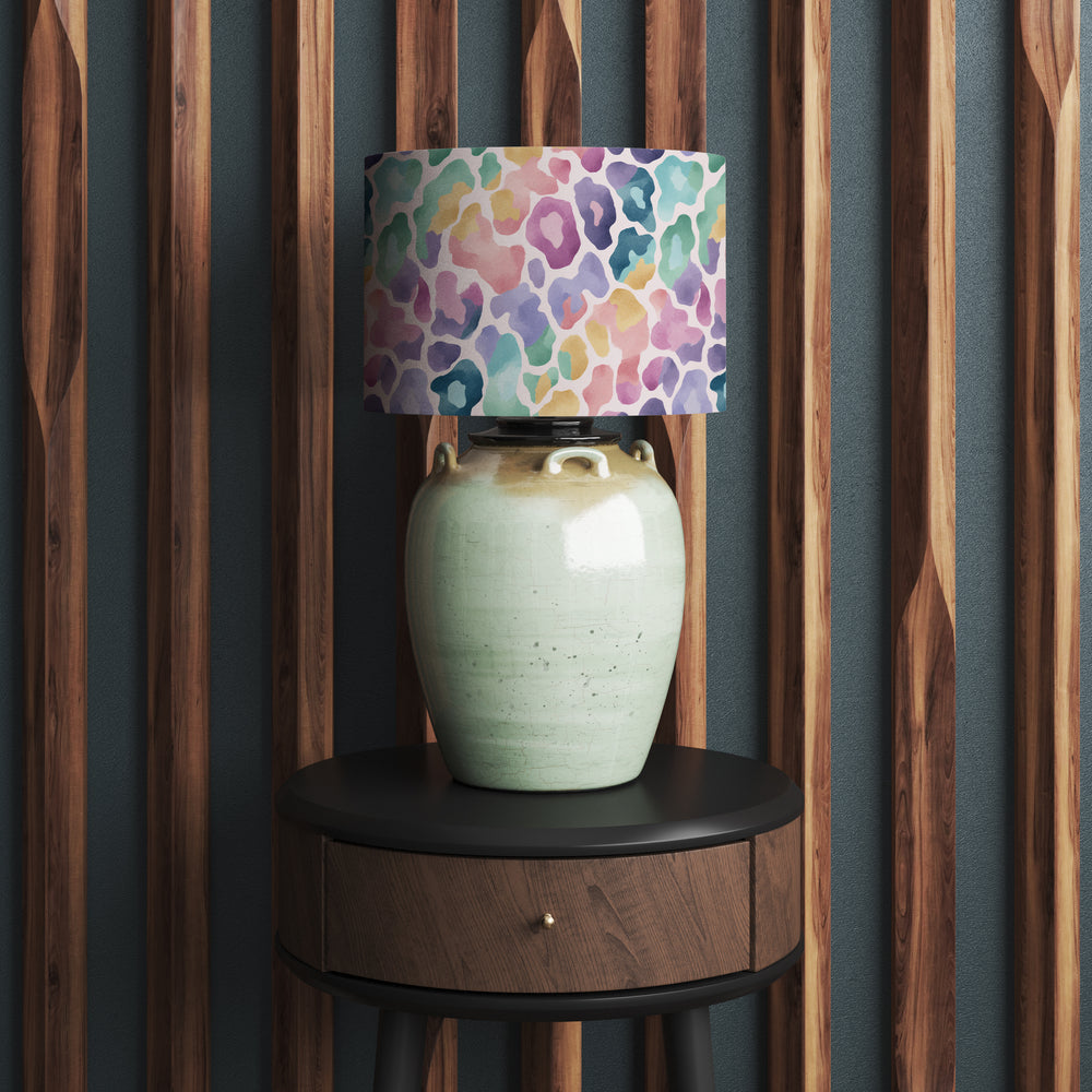 Pastel Rainbow Leopard Animal Print Velvet Lampshade
