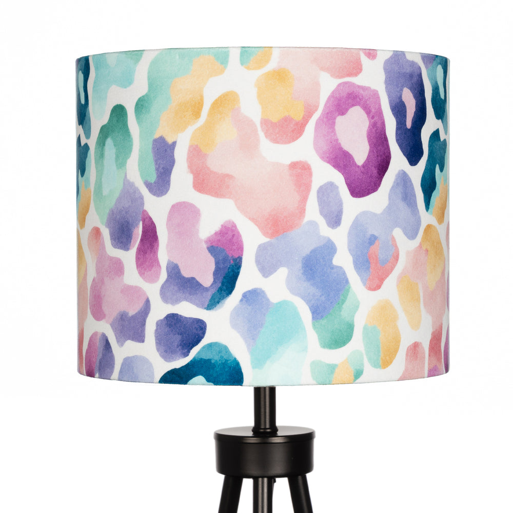 Pastel Rainbow Leopard Animal Print Velvet Lampshade