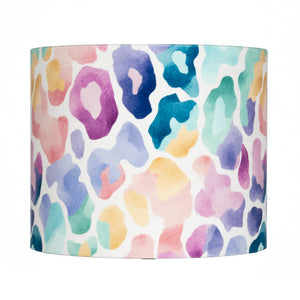 Pastel Rainbow Leopard Animal Print Velvet Lampshade