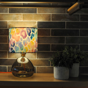 Pastel Rainbow Leopard Animal Print Velvet Lampshade