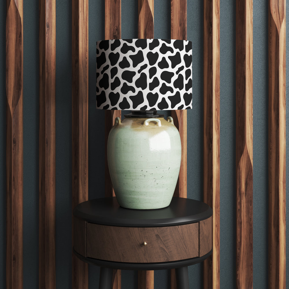 Black White Cow Print Animal Print Velvet Lampshade