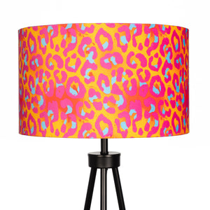 Neon Orange and Pink Print Animal Leopard Print Velvet Lampshade