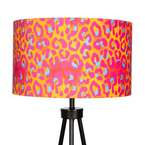 Neon Orange and Pink Print Animal Leopard Print Velvet Lampshade