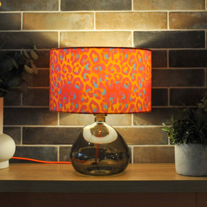 Neon Orange and Pink Print Animal Leopard Print Velvet Lampshade