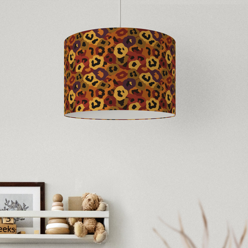 Autumn Brown Camo Print Animal Print Velvet Lampshade