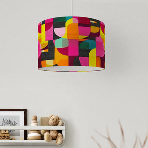 Bright Abstract Mid Century Style Velvet Lampshade