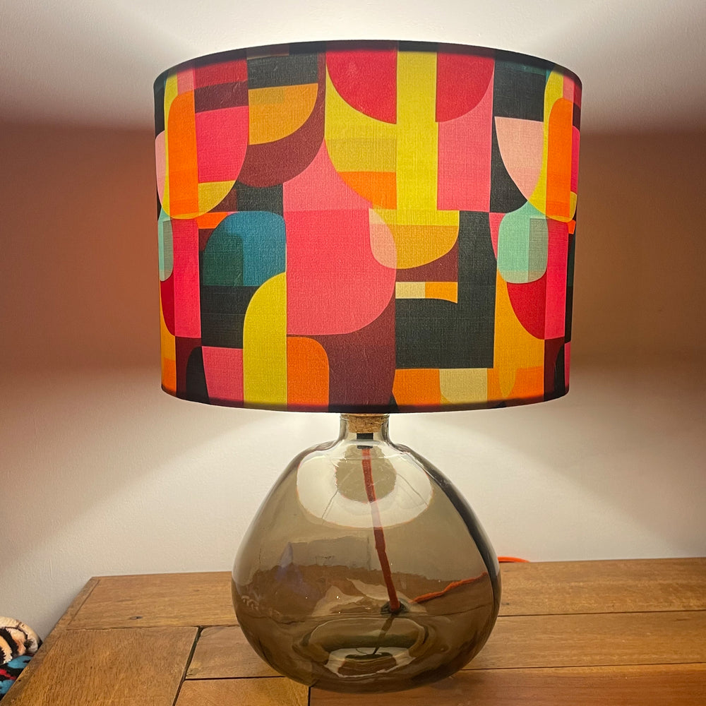 Bright Abstract Mid Century Style Velvet Lampshade