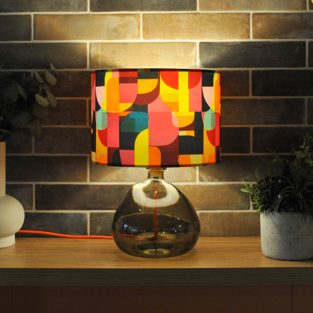Bright Abstract Mid Century Style Velvet Lampshade
