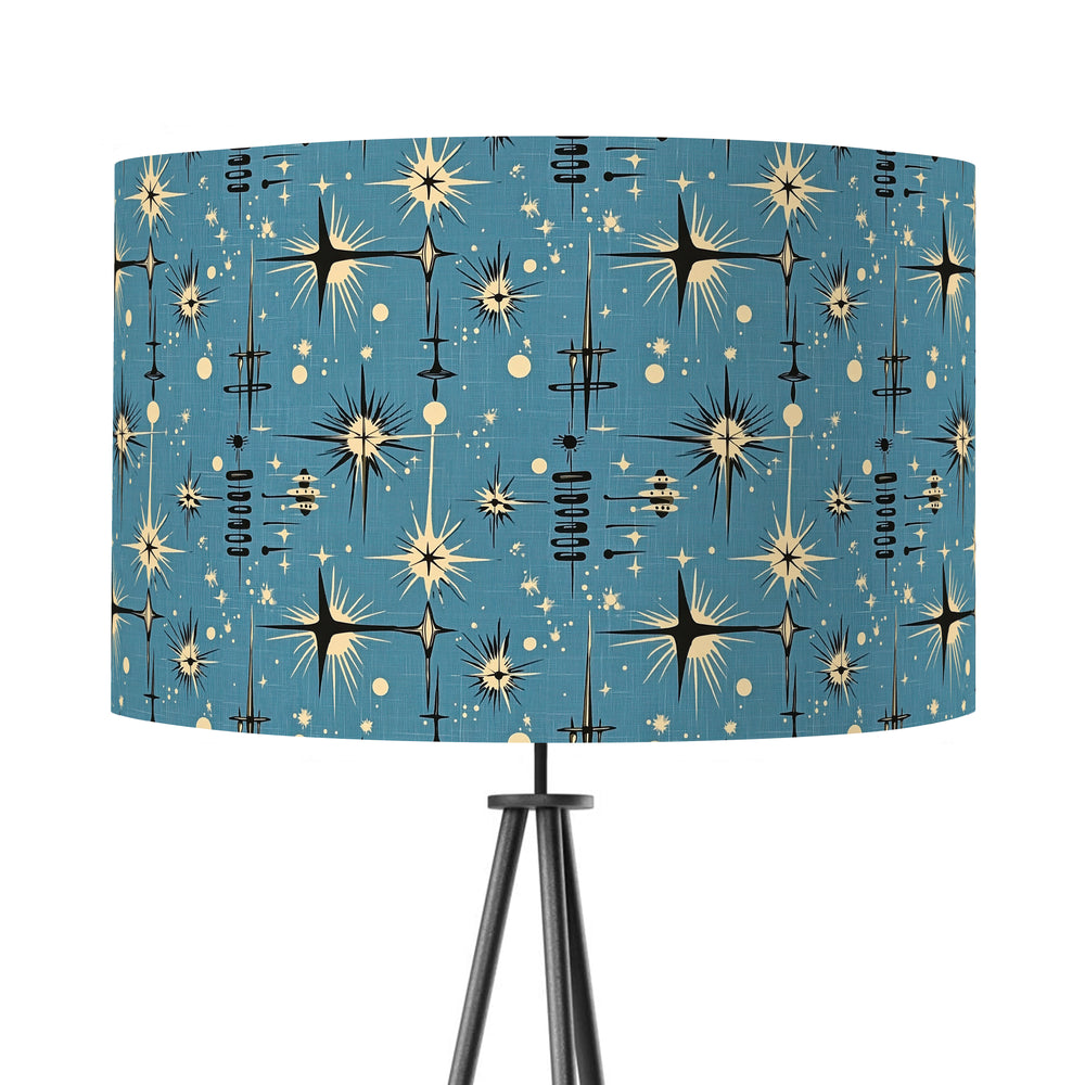 Atomic 50s Style Blue Starburst Velvet Lampshade