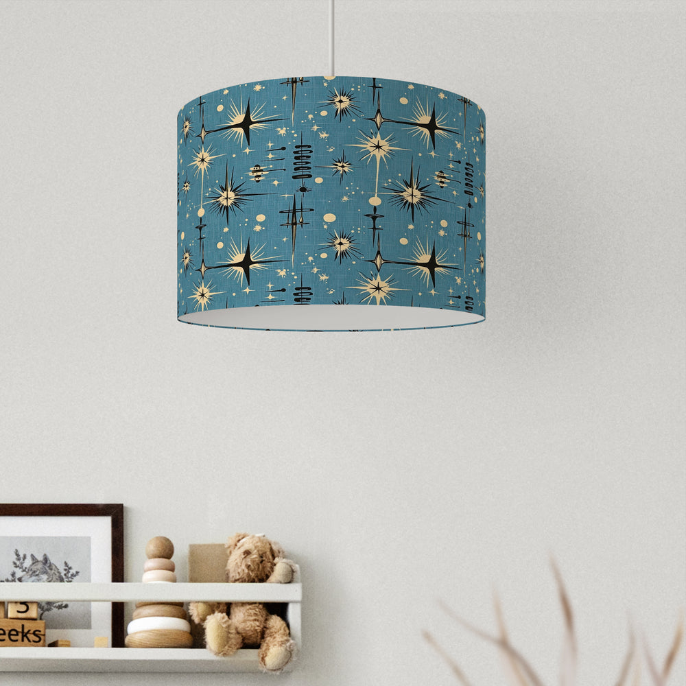 Atomic 50s Style Blue Starburst Velvet Lampshade