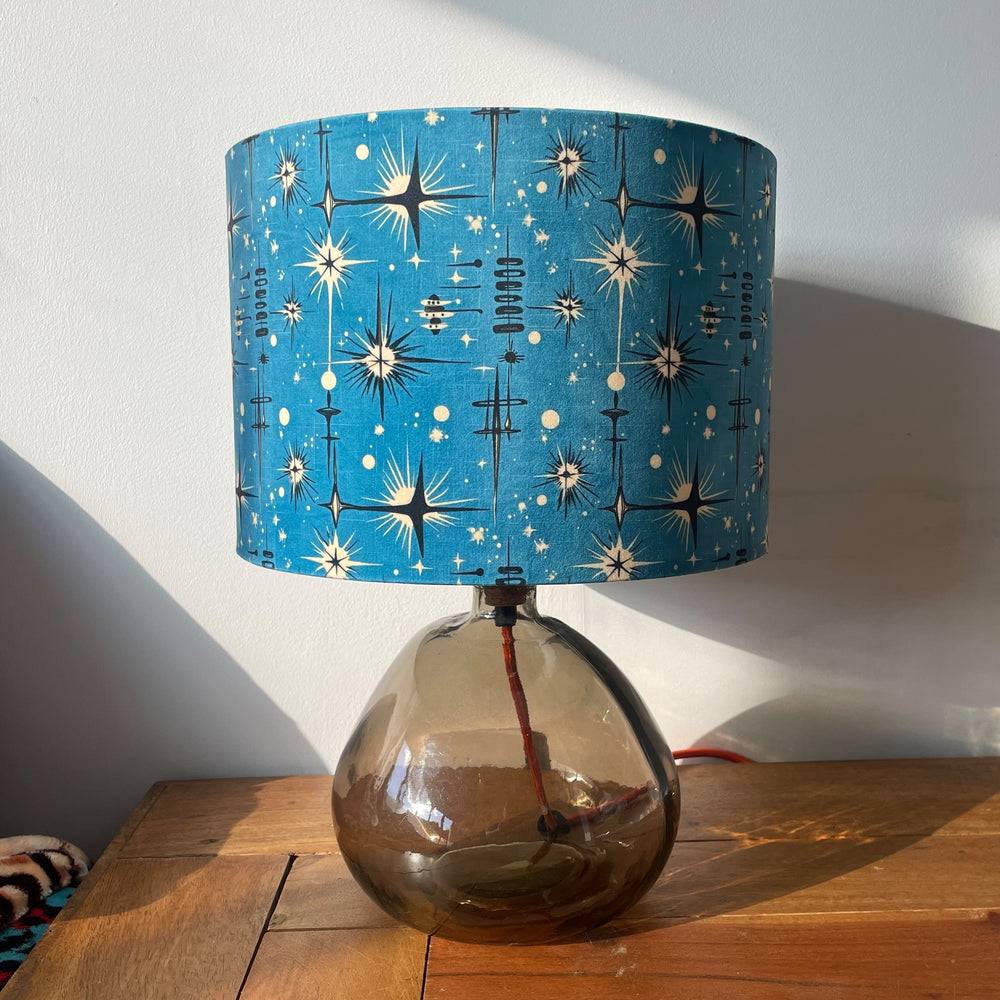 Atomic 50s Style Blue Starburst Velvet Lampshade