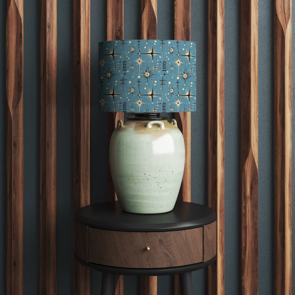 Atomic 50s Style Blue Starburst Velvet Lampshade