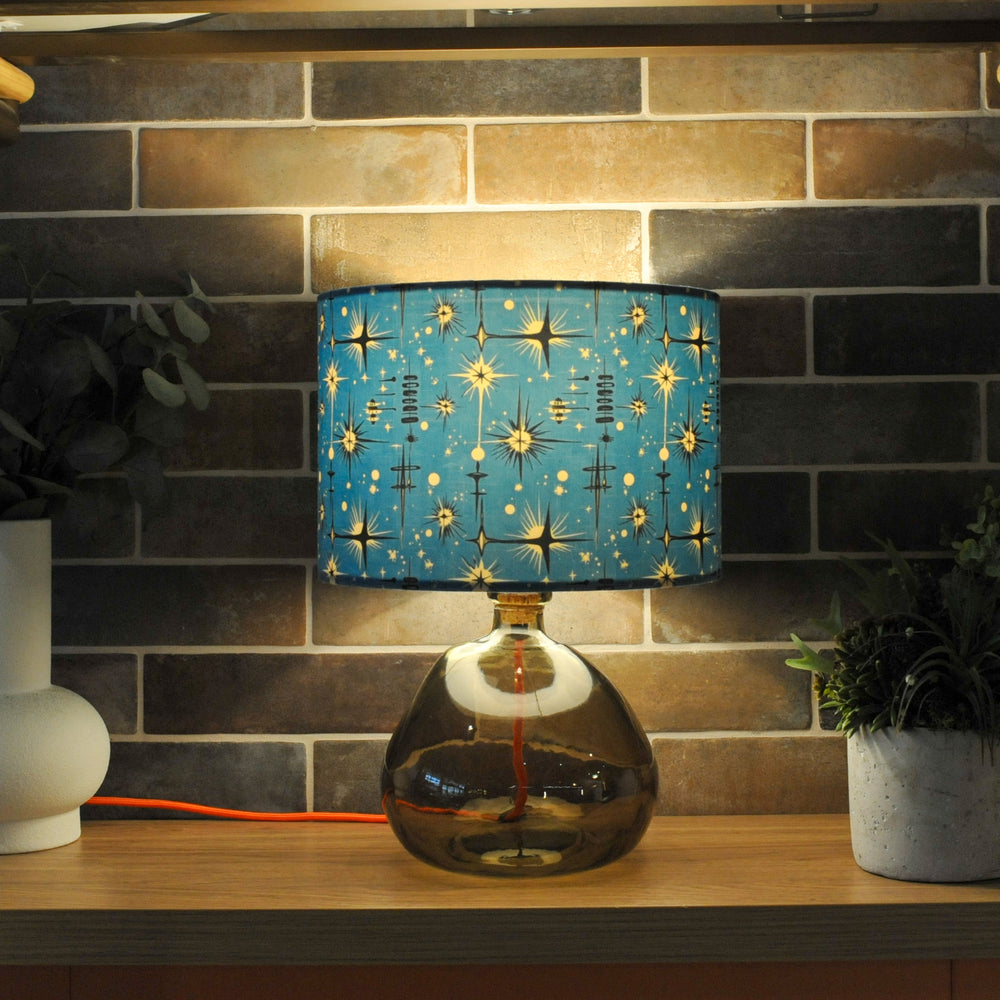 Atomic 50s Style Blue Starburst Velvet Lampshade