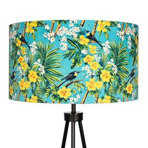 Tropical Paradise Lampshade – Vibrant Hibiscus & Palm Leaf Velvet Lamp Shade