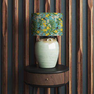 Tropical Paradise Lampshade – Vibrant Hibiscus & Palm Leaf Velvet Lamp Shade