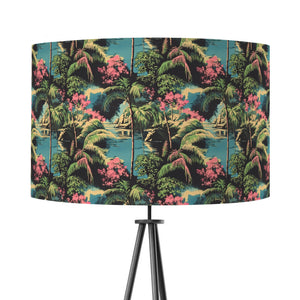 Teal Green Retro Vntage Tiki Hawaii Beach Velvet Lampshade
