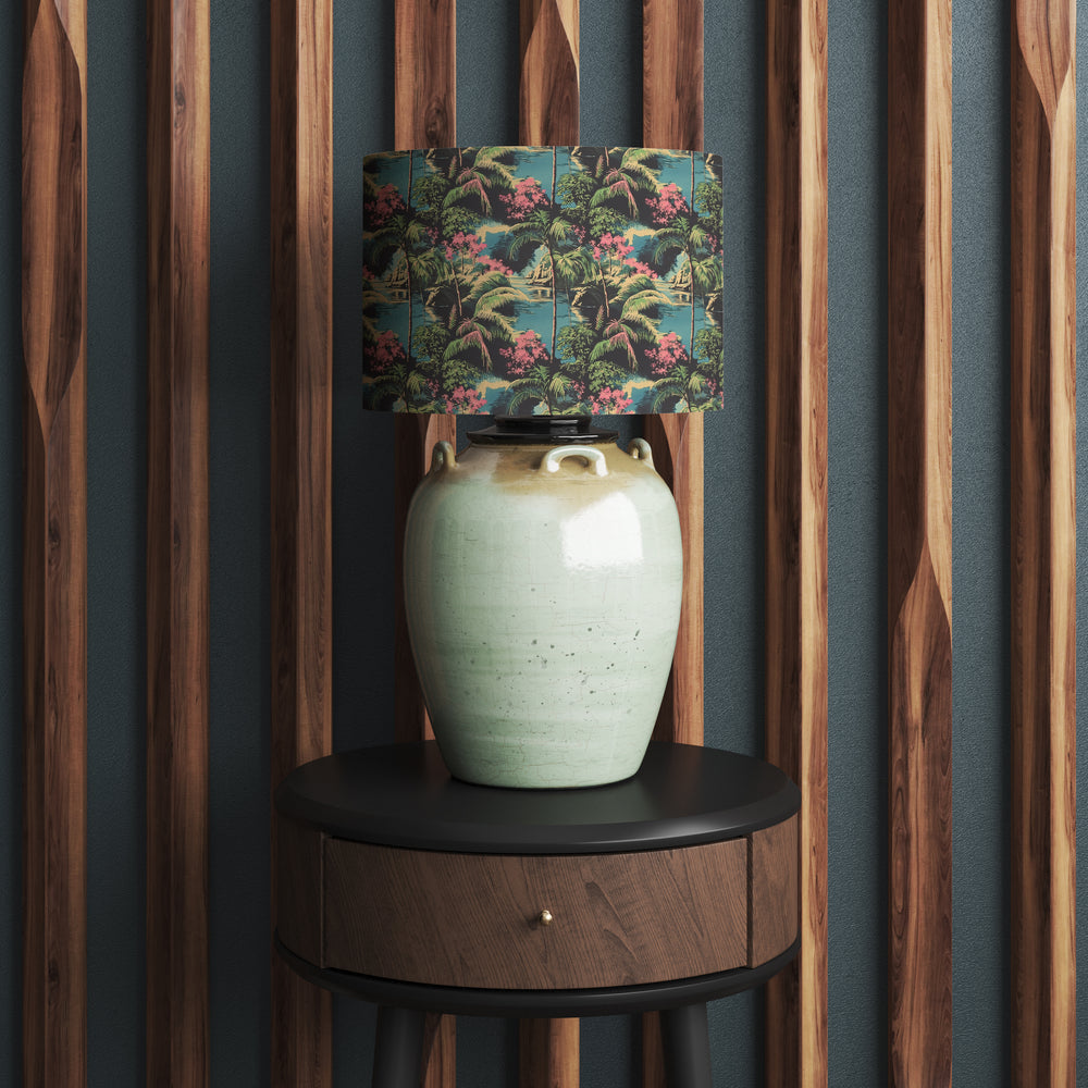 Teal Green Retro Vntage Tiki Hawaii Beach Velvet Lampshade