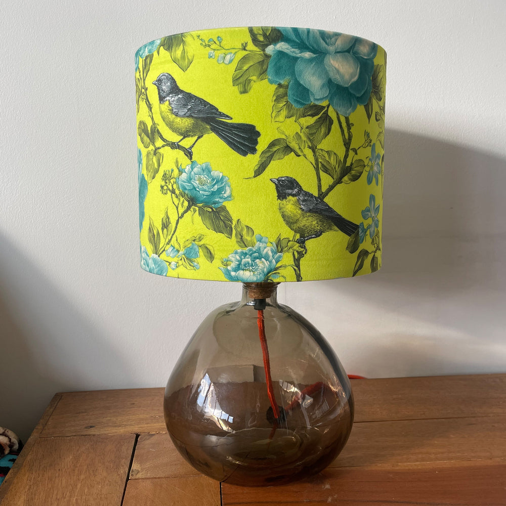 Lime Green Bird Velvet Lampshade