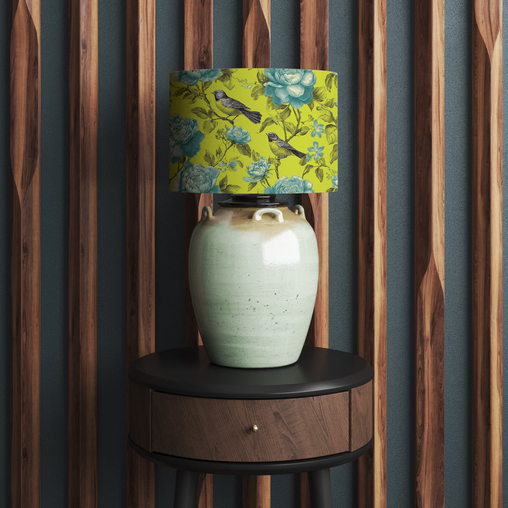 Lime Green Bird Velvet Lampshade