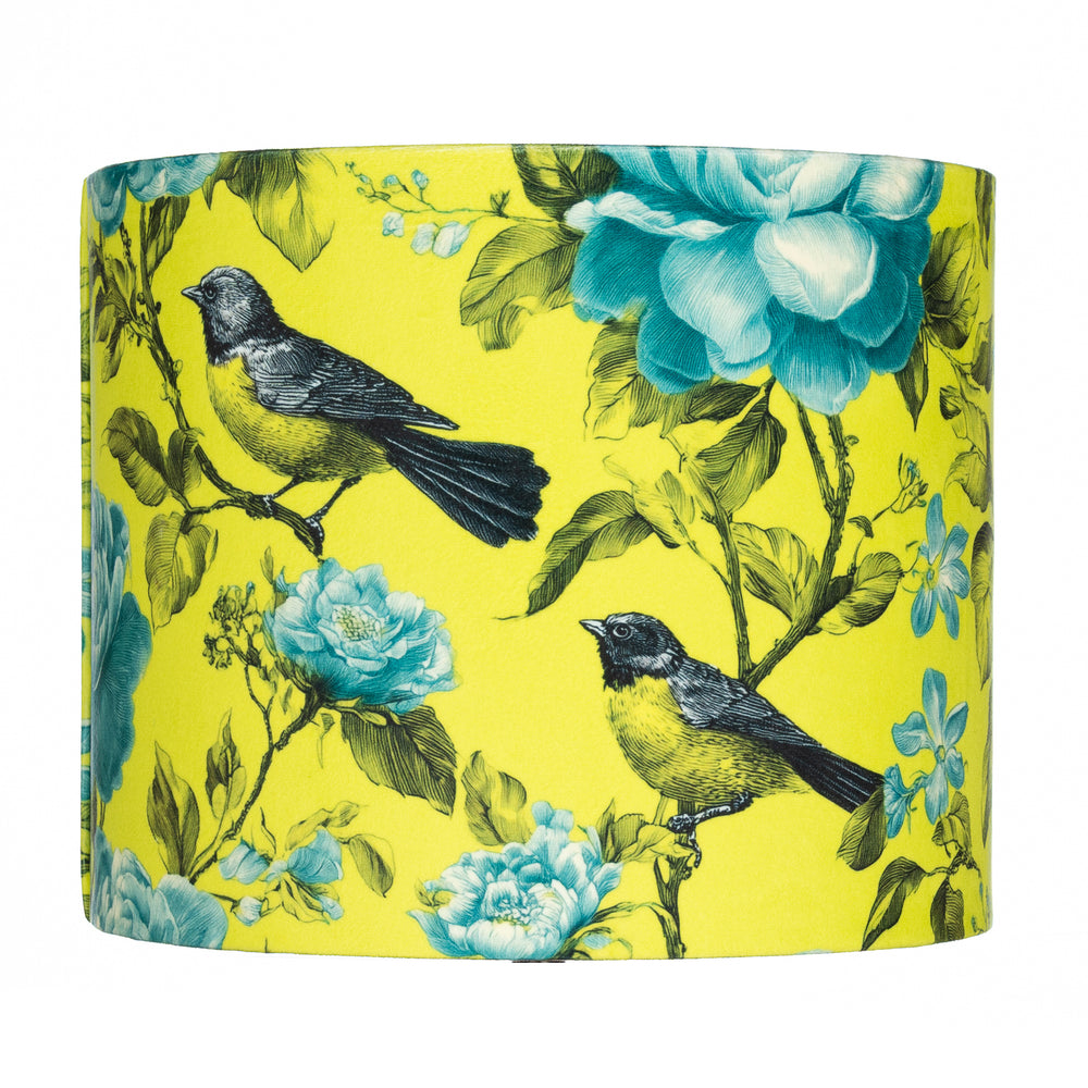 Lime Green Bird Velvet Lampshade