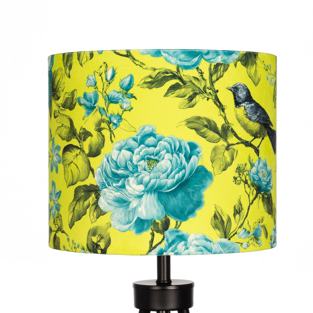Lime Green Bird Velvet Lampshade