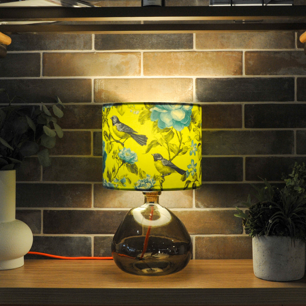 Lime Green Bird Velvet Lampshade