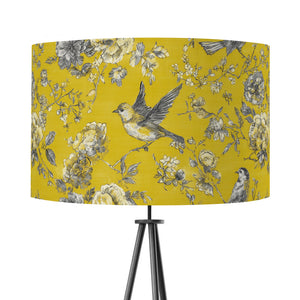 Mustard Yellow Bird Velvet Lampshade