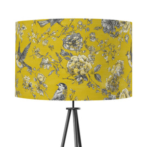 Mustard Yellow Bird Velvet Lampshade