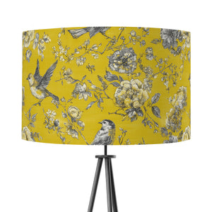 Mustard Yellow Bird Velvet Lampshade