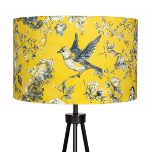Mustard Yellow Bird Velvet Lampshade