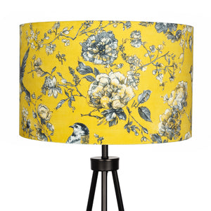 Mustard Yellow Bird Velvet Lampshade