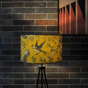 Mustard Yellow Bird Velvet Lampshade