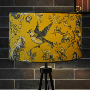 Mustard Yellow Bird Velvet Lampshade