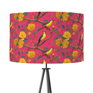 Bright Pink Yellow Bird Velvet Lampshade