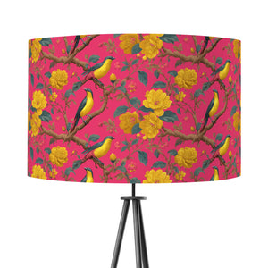Bright Pink Yellow Bird Velvet Lampshade