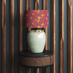 Bright Pink Yellow Bird Velvet Lampshade