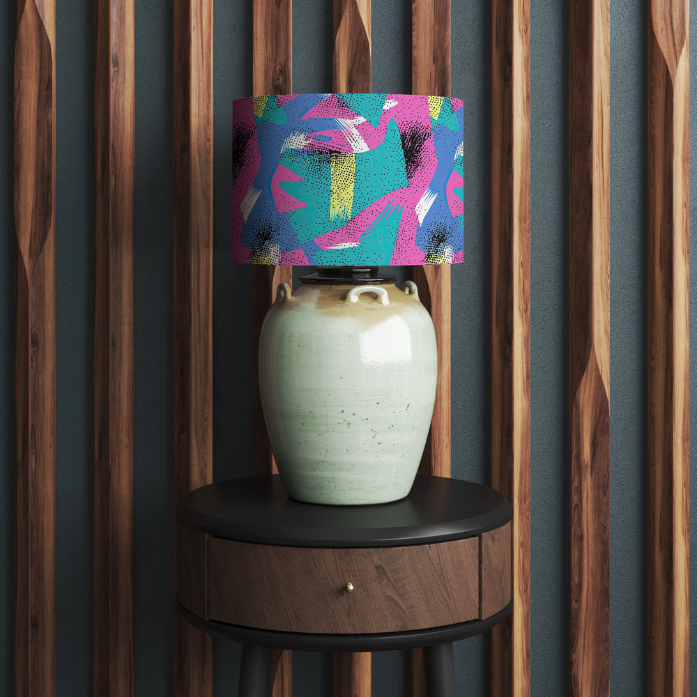 80s Retro Pink Blue Velvet Lampshade
