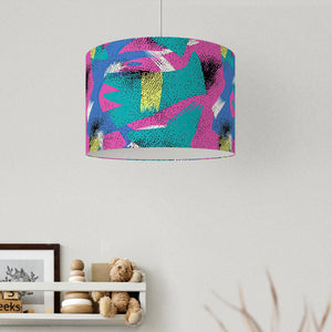 80s Retro Pink Blue Velvet Lampshade