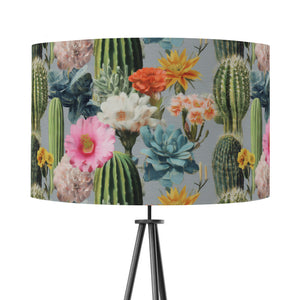 Bright Floral Grey Cactus Velvet Lampshade