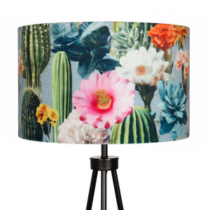 Bright Floral Grey Cactus Velvet Lampshade